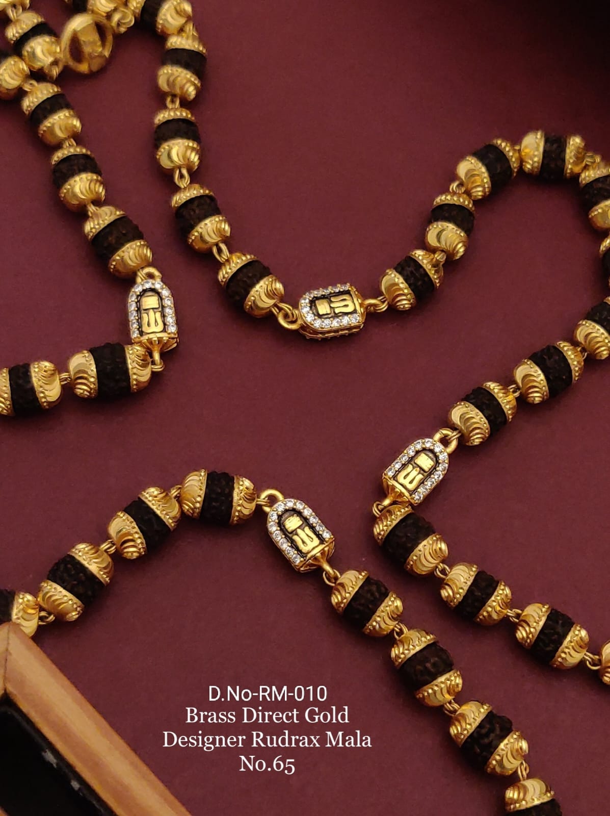 Brass Direct Gold Designer Shivling Rudraksh Mala