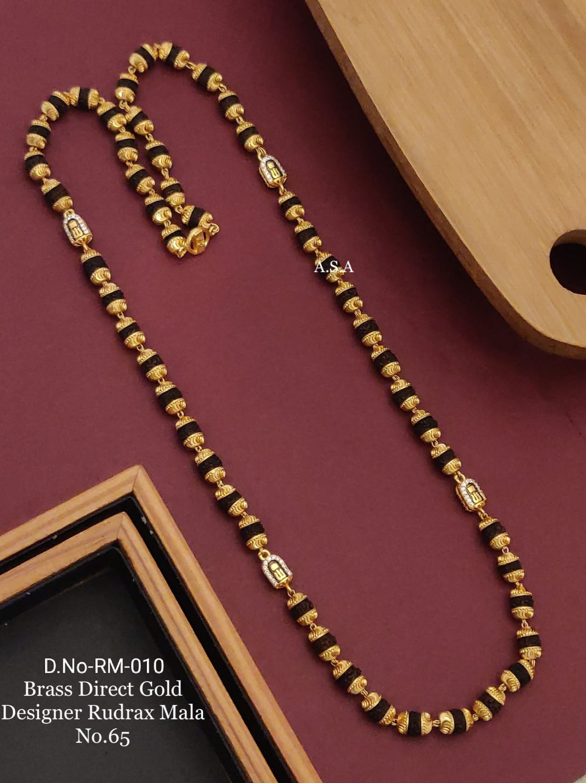 Brass Direct Gold Designer Shivling Rudraksh Mala