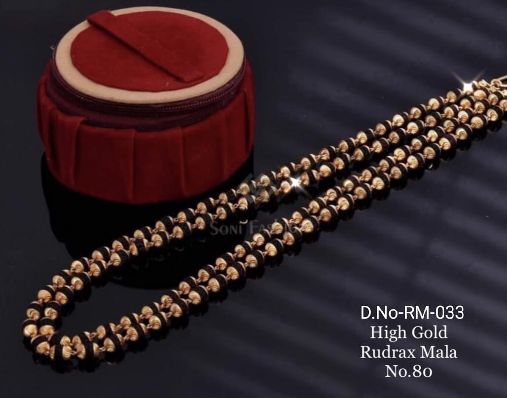2 Line Brass High Gold Rudraksh Mala