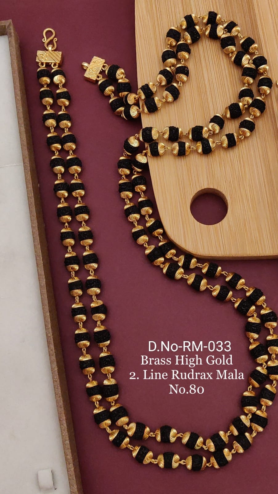 2 Line Brass High Gold Rudraksh Mala